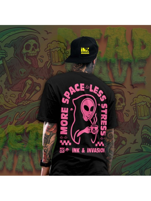 Тениска унисекс More Space, Less Stress – Alien Tee II